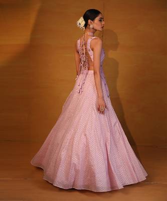 Pastel Lavender Embellished Lehenga Set 4