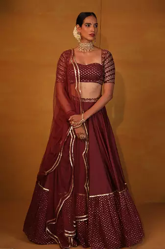 Burnt Henna Embellished Lehenga Set