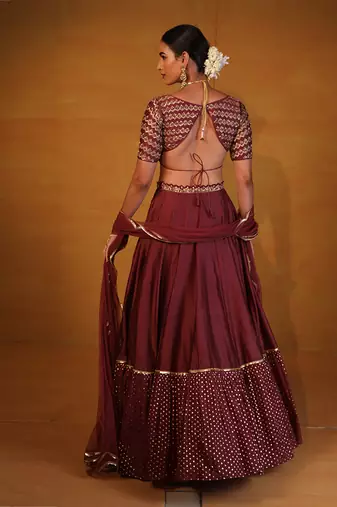 Burnt Henna Embellished Lehenga Set