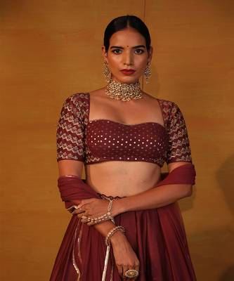 Burnt Henna Embellished Lehenga Set 4