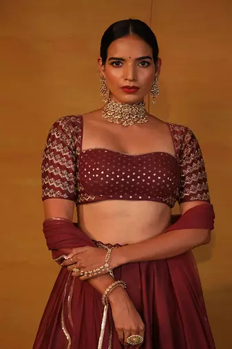Burnt Henna Embellished Lehenga Set