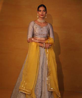 Medium Grey Embellished Lehenga Set. 2
