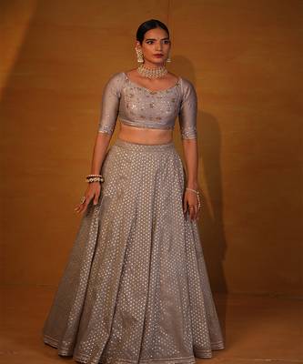 Medium Grey Embellished Lehenga Set. 3