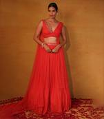 Coral Embellished Lehenga Set