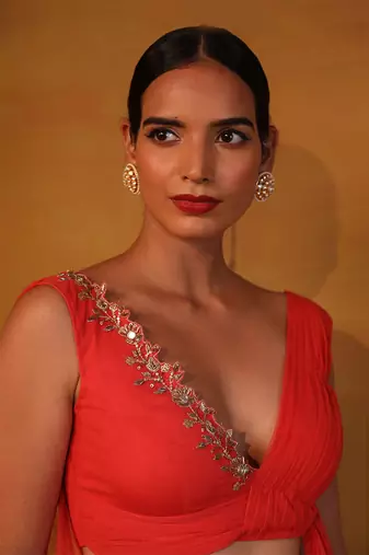 Coral Embellished Lehenga Set
