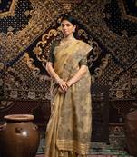 Light brown soft cotton jamdani saree & blouse set