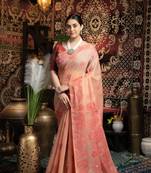 Peach soft cotton jamdani saree with cotton blouse