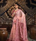 Pink soft cotton jamdani saree and blouse ensemble