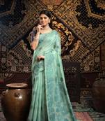 Sky soft cotton jamdani saree with coordinated blouse