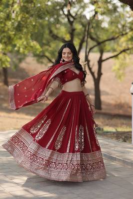 MAROON EMBROIDERY LEHENGA WITH DUPATTA  1