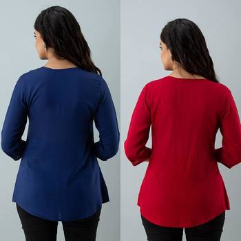 Pack of 2 indian handmade embroidered rayon fabric designer tops & tunics for bottomwear & jeans 2