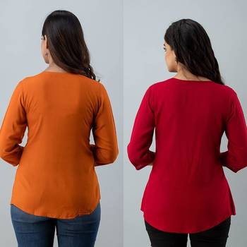 Pack of 2 indian handmade 90embroidered rayon fabric designer tops & tunics for bottomwear & jeans 2