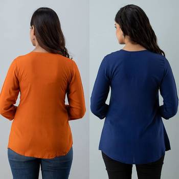 Pack of 2 indian handmade 90embroidered rayon fabric designer tops & tunics for bottomwear & jeans 2