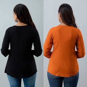 Pack of 2 indian handmade 90embroidered rayon fabric designer tops & tunics for bottomwear & jeans 2