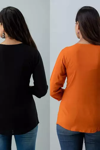 Pack of 2 indian handmade 90embroidered rayon fabric designer tops & tunics for bottomwear & jeans