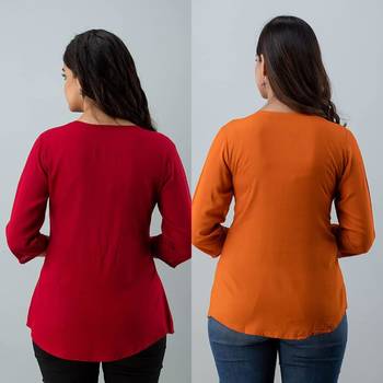 Pack of 2 indian handmade 90embroidered rayon fabric designer tops & tunics for bottomwear & jeans 2