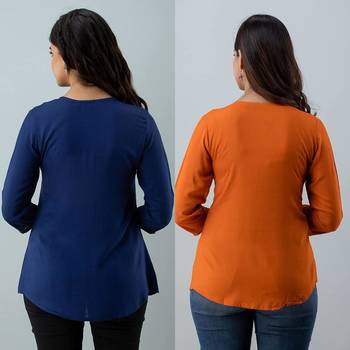 Pack of 2 indian handmade 90embroidered rayon fabric designer tops & tunics for bottomwear & jeans 2