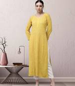 hand embroidered mehendi green georgette lucknowi chikankari straight kurta 