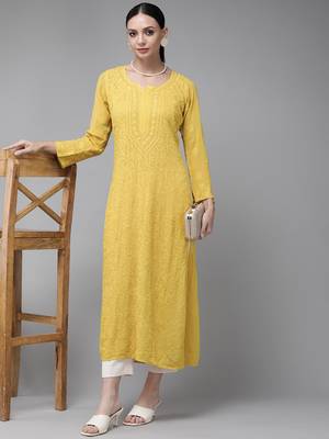 hand embroidered mehendi green georgette lucknowi chikankari straight kurta  4