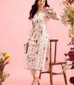 hand embroidered printed dusty peach chanderi lucknowi chikankari straight kurta