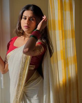 Viscose Georgette Weaving cheks Jacquard Saree     3