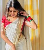 Viscose Georgette Weaving cheks Jacquard Saree    