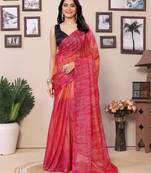 Ready To Wear Pink Fancy Gerogette Padding Saree With Blouse