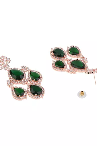 Stylish latest fashion rose gold plated cubic zirconia american diamoand stud earrings for women 