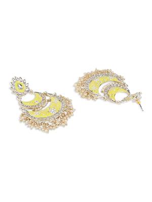 gold plated traditional meenakari kundan & pearls chandbali earrings for women 3