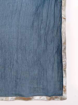 blue color embroidered silk blend styles kurta trouser with dupatta 6