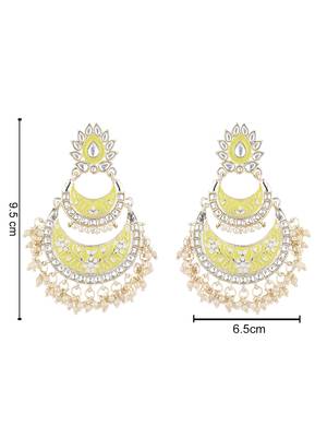 gold plated traditional meenakari kundan & pearls chandbali earrings for women 4