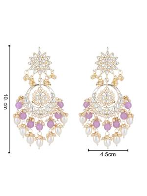 gold plated traditional handcrafted kundan & pearl chandbali earrings for women 4