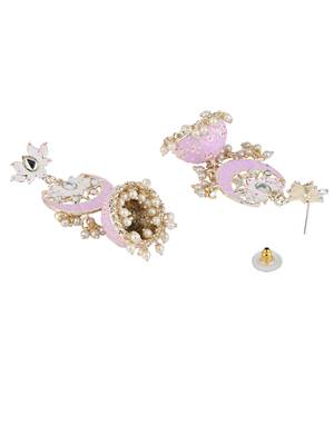 I jewels gold plated traditional meenakari floral kundan & pearls jhumka earrings for women 3