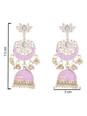 I jewels gold plated traditional meenakari floral kundan & pearls jhumka earrings for women 4