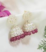 I jewels gold plated traditional kundan & pearl jhumka earrings for women