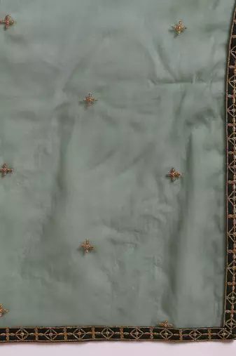 women green silk blend solid embroidered straight kurta palazzos with dupatta