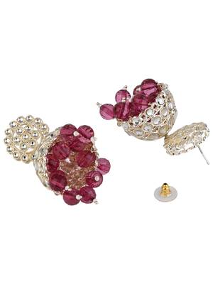I jewels gold plated traditional kundan & pearl jhumka earrings for women 3