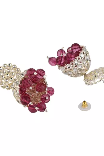 I jewels gold plated traditional kundan & pearl jhumka earrings for women