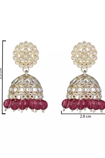 I jewels gold plated traditional kundan & pearl jhumka earrings for women