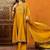 women mustard silk blend solid embroidered anarkali kurta palazzo with dupatta