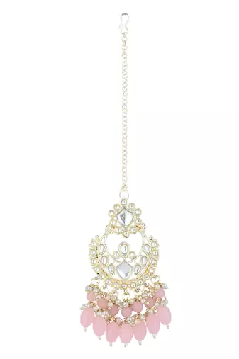 I jewels gold plated traditional kundan & pearl choker necklace jewellery set 