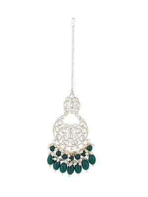 gold plated traditional kundan & pearl choker necklace jewellery set  4