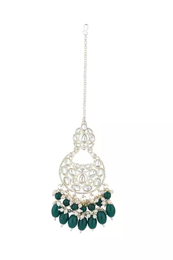 gold plated traditional kundan & pearl choker necklace jewellery set 