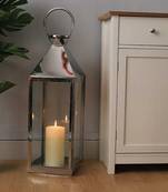 Shiny SS Candle Lantern Handcrafted Diwali Home (Large) (18x18x61) CM (Pack of 1)