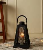 Pride Metal Diwali Candle Holder Lantern for Home Decor (Medium) (Black) (23x23x40 CM) (Pack of 1)