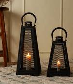 Pride Metal Candle Lantern Handcrafted Diwali Decor (18x18x40 CM) (23x23x56 CM) (Set of 2)