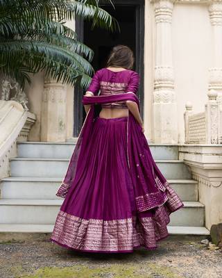 Purple Chanderi Zari Woven Lehenga 2