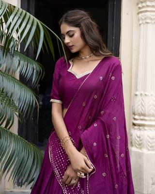 Purple Chanderi Zari Woven Lehenga 3