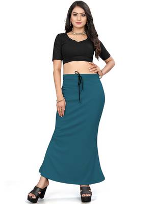 Teal blue lycra cotton blended shapewear petticoat for saree || skirts for women 1
