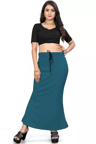 Teal blue lycra cotton blended shapewear petticoat for saree || skirts for women
